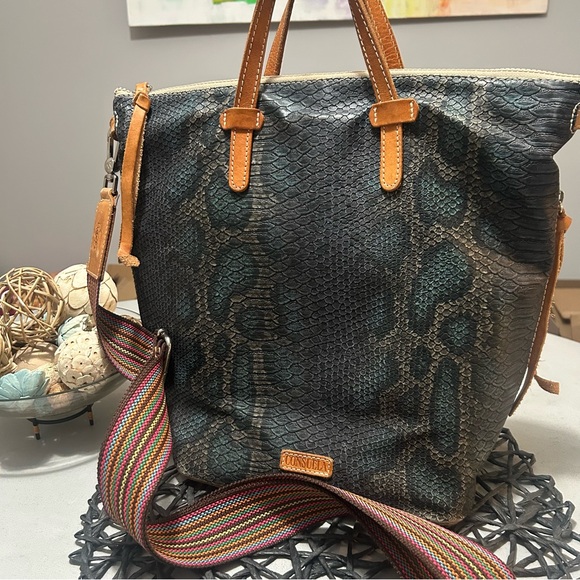 Consuela Handbags - CONSUELA RATTLER SLING SNAKE PRINT BUCKET CROSSBODY TOTE BAG